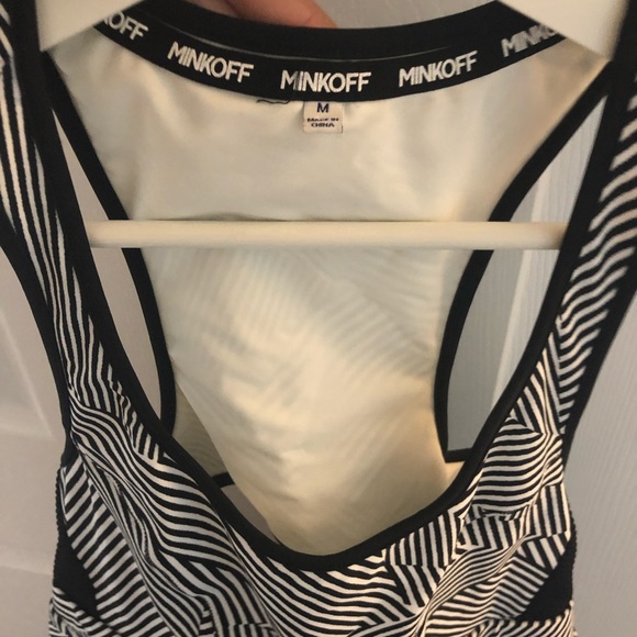 Rebecca Minkoff Abstract stripe pattern peplum racer back workout top - Picture 3 of 4